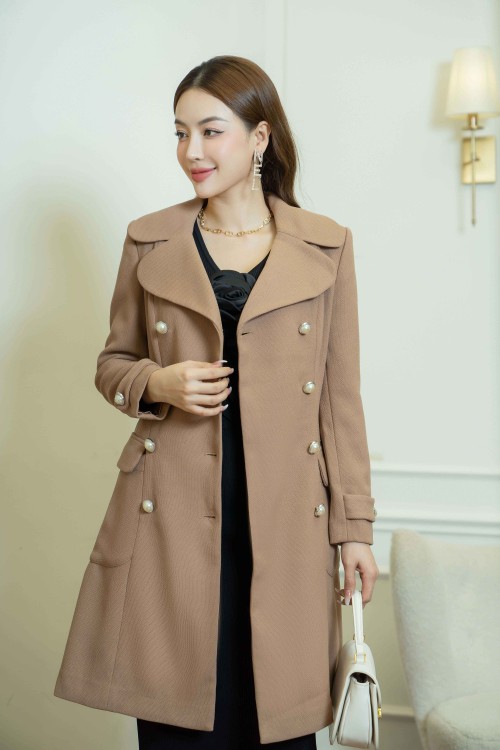Sixdo Light Brown Long Woven Coat